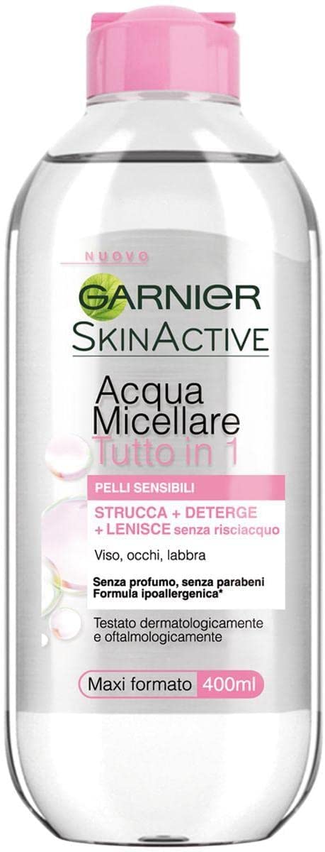 Garnier SkinActive, Acqua Micellare Tutto In 1, Pelli Sensibili, Maxi Formato, 400 Ml