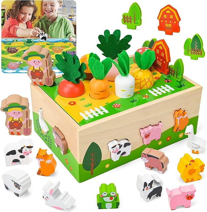 Giochi Montessori In Legno Per Bambini 1 Anno Verdure Animali
